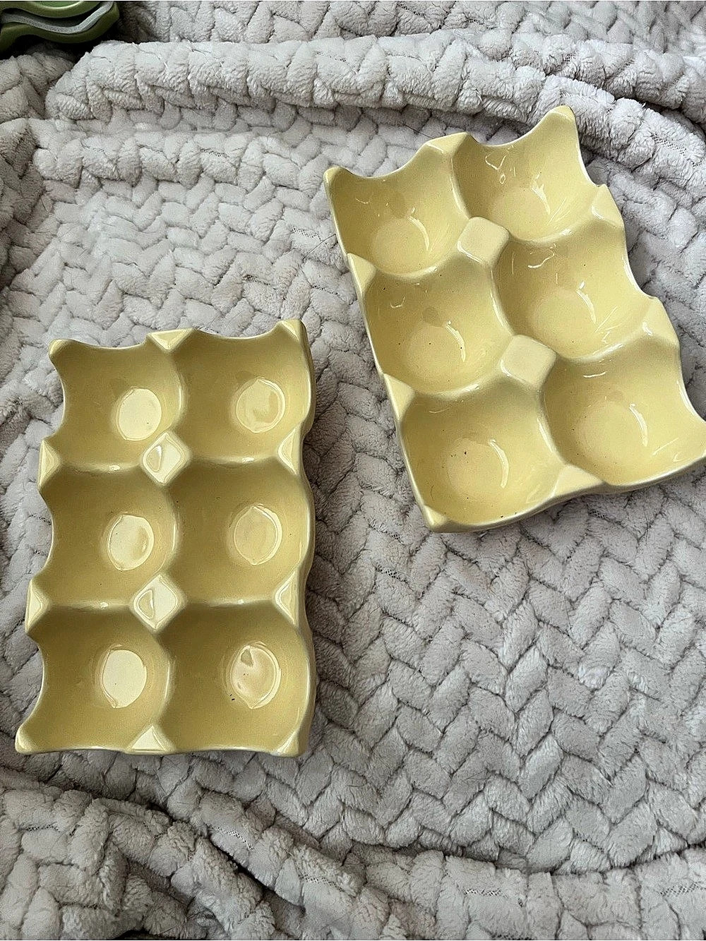 Yellow Ceramic Egg Trays Set of 2